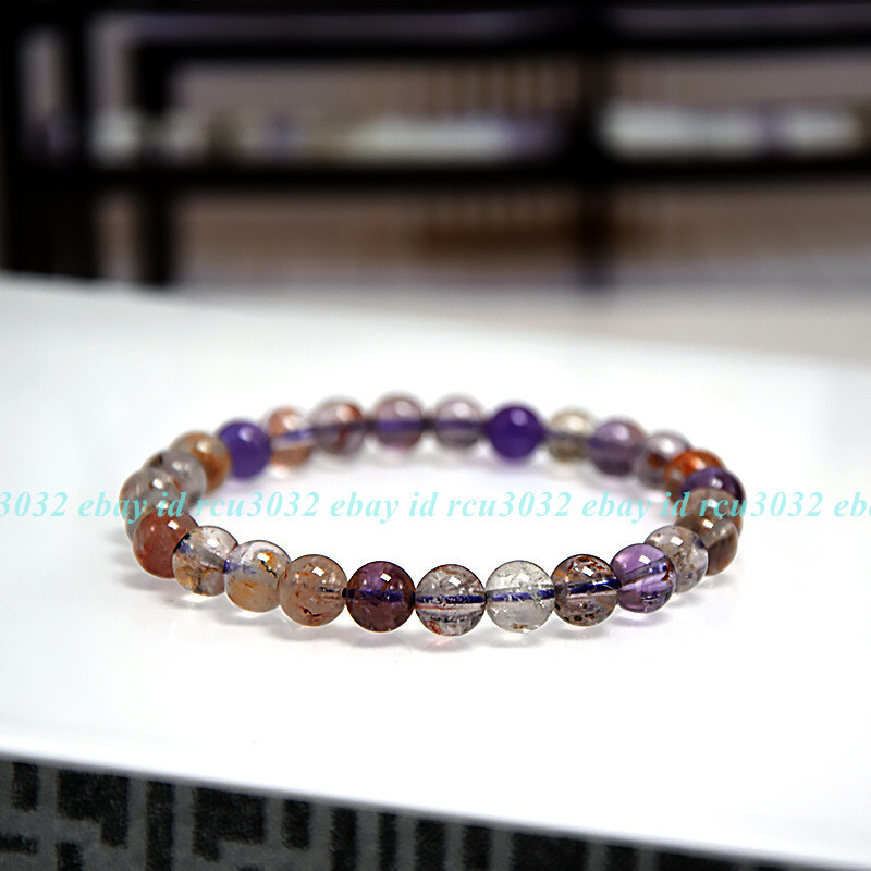 8mm Natural Super Seven Stone Bracelet Super 7 Gemstone Crystal Stretch Bracelet