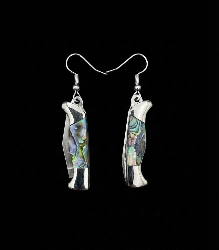 Mini Folding KNIFE EARRINGS Abalone Free Shipping