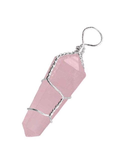 Rose Quartz Wire Wrap Pendant Handmade Chakra Crystal Necklace LOT of 3 Bulk