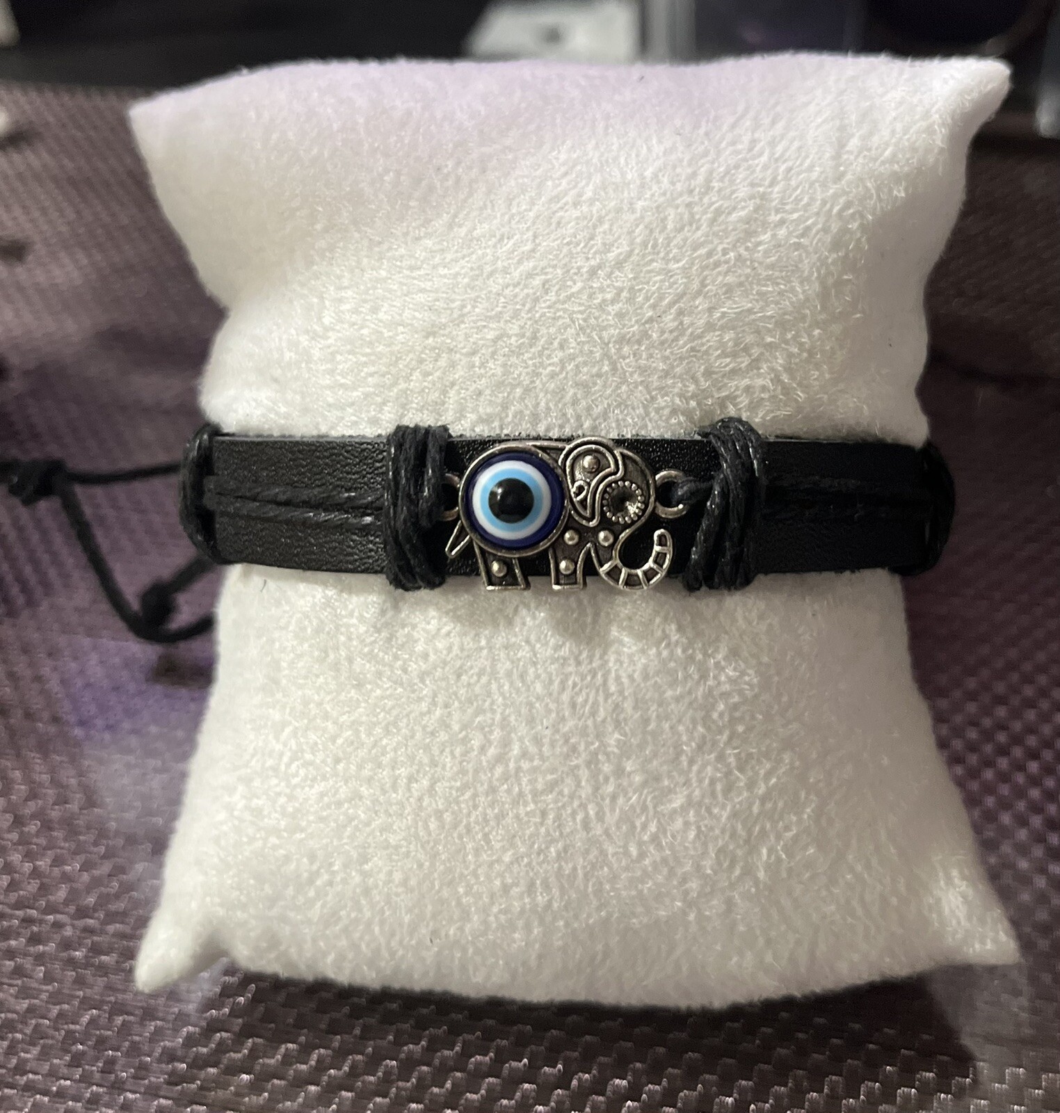 Eye Elephant Black Leather Adjustable Bracelet 👌👌