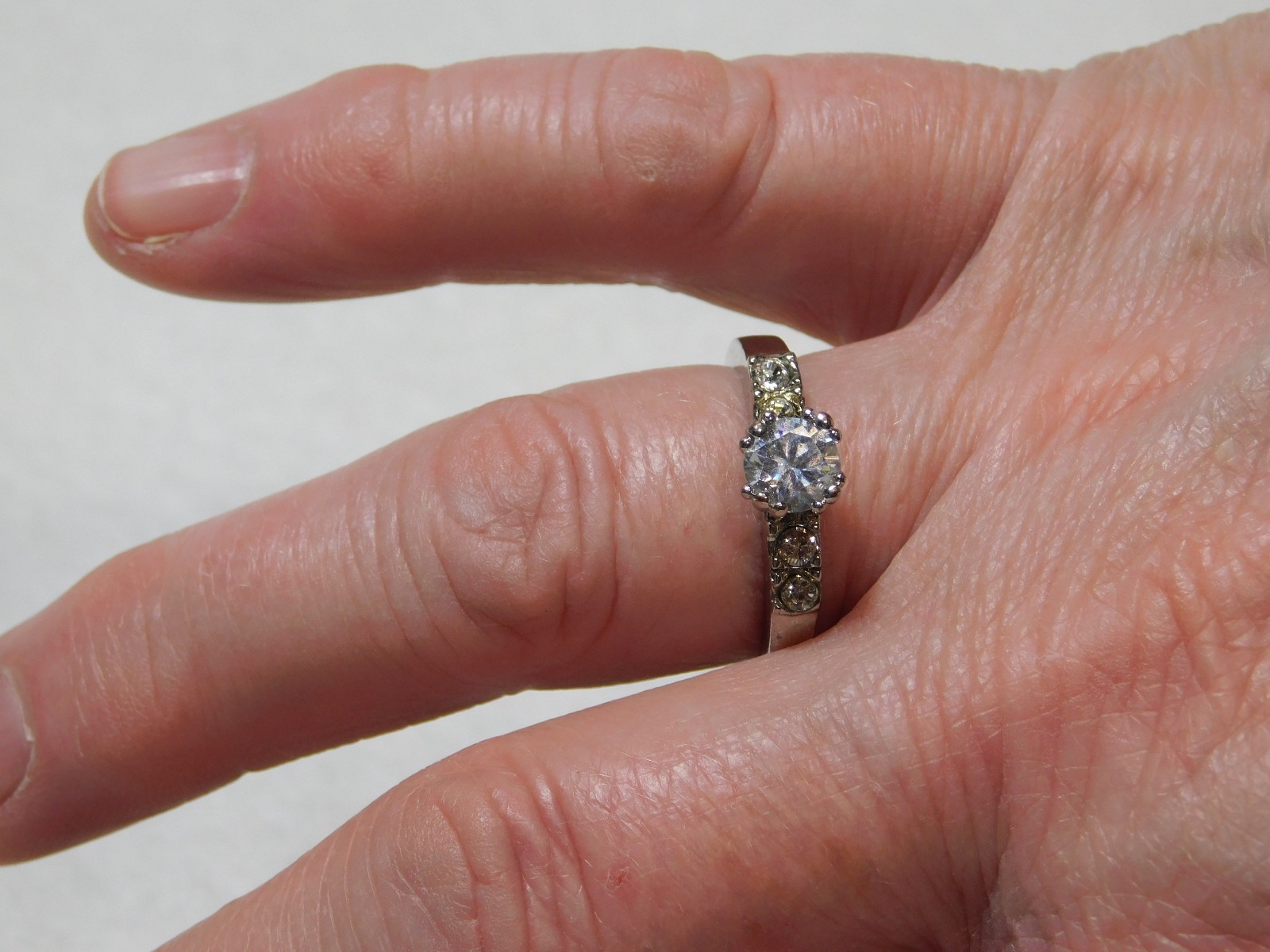 Womans Simulated Diamond Engagement Ring, Size 8.75 in Very Good Condition