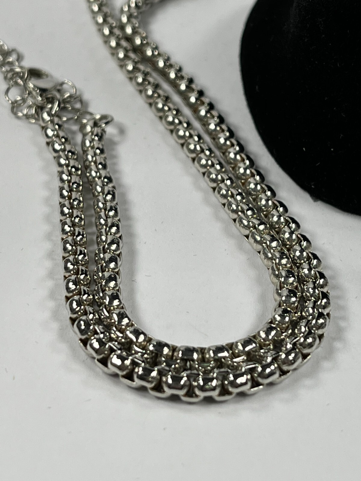 Silver Tone Tassle 19″ Necklace with Rhinestones