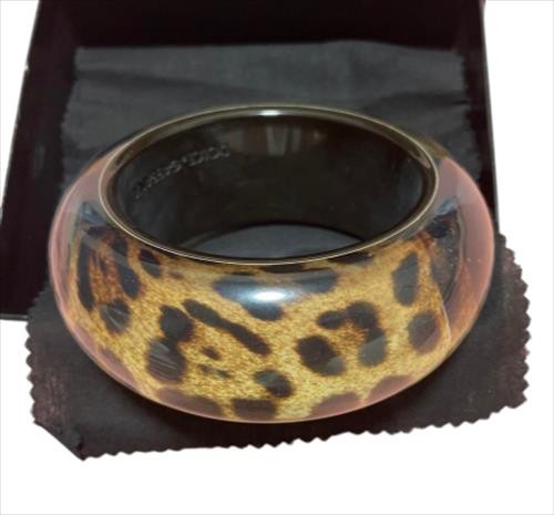 Dolce & Gabbana Leopard Resin Extra Wide Bangle Brown Inner Diameter: 2.4 in.