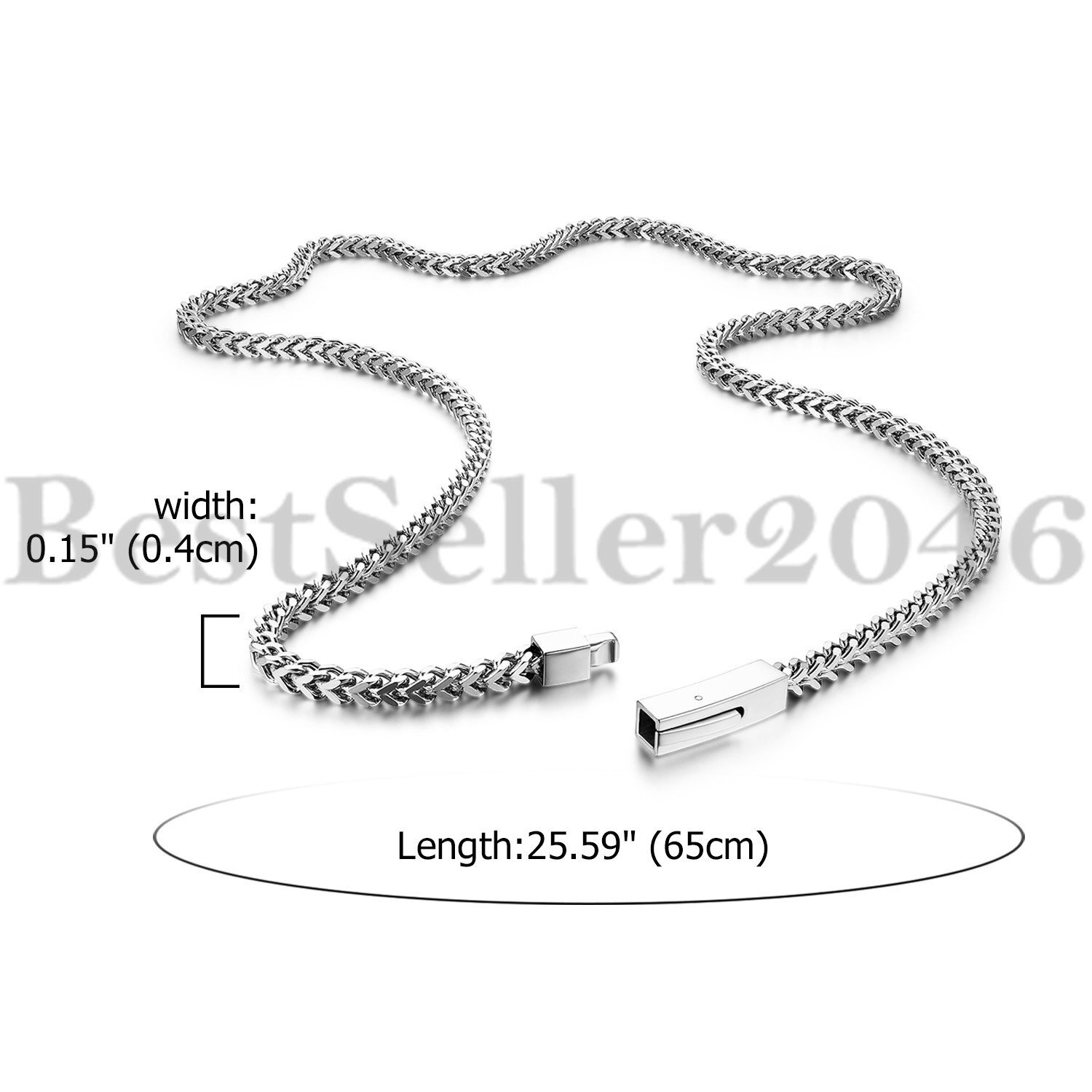 4mm Biker Stainless Steel Franco Chain Necklace for Men Square Box Chain 24″/26″
