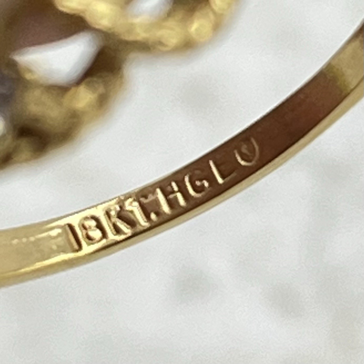 Green Cabochon Cocktail Ring 18K Gold Electroplate Rope Twist Size 8.75