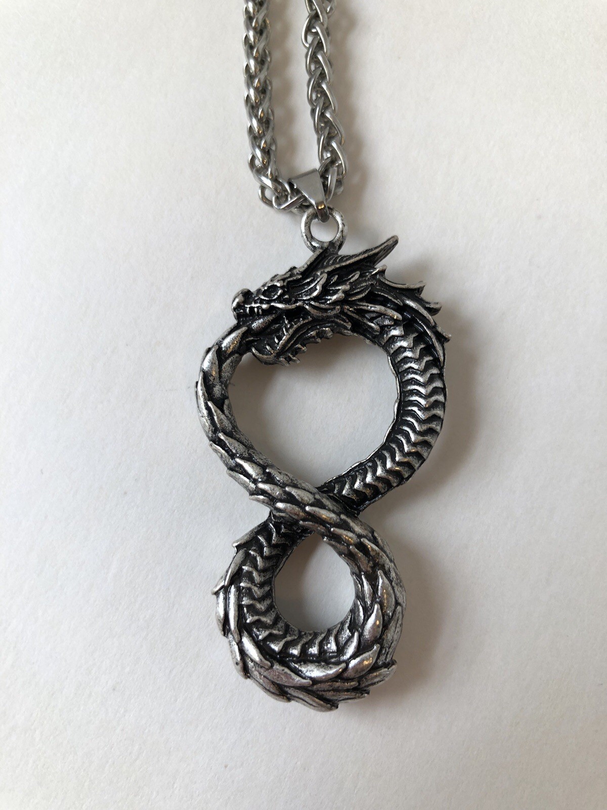 Gothic Viking Snake Dragon Pendant Necklace Nordic Ancient Mythology Tail NEW EX