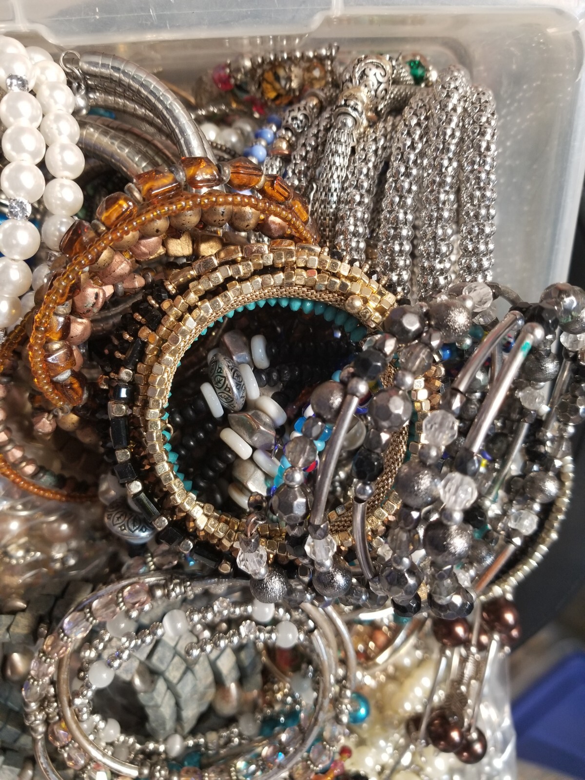 Lot Random Mix Bracelets rhinestone cuff stretch enamel Wrap Bead Gold silver Pl