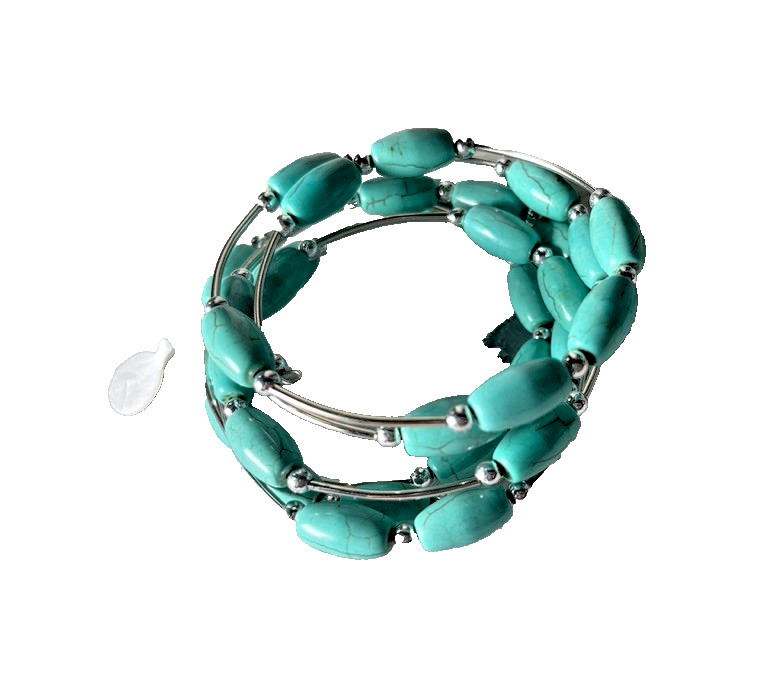 Western Womens Bracelet 52 x 1/4 in Turquoise Spiral Wrap Cuff Cowboy Adjust