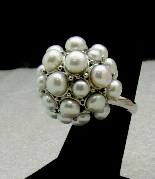 Honora Cultured Freshwater Pearl Stainless Steel Cluster Ring Size 5 $179