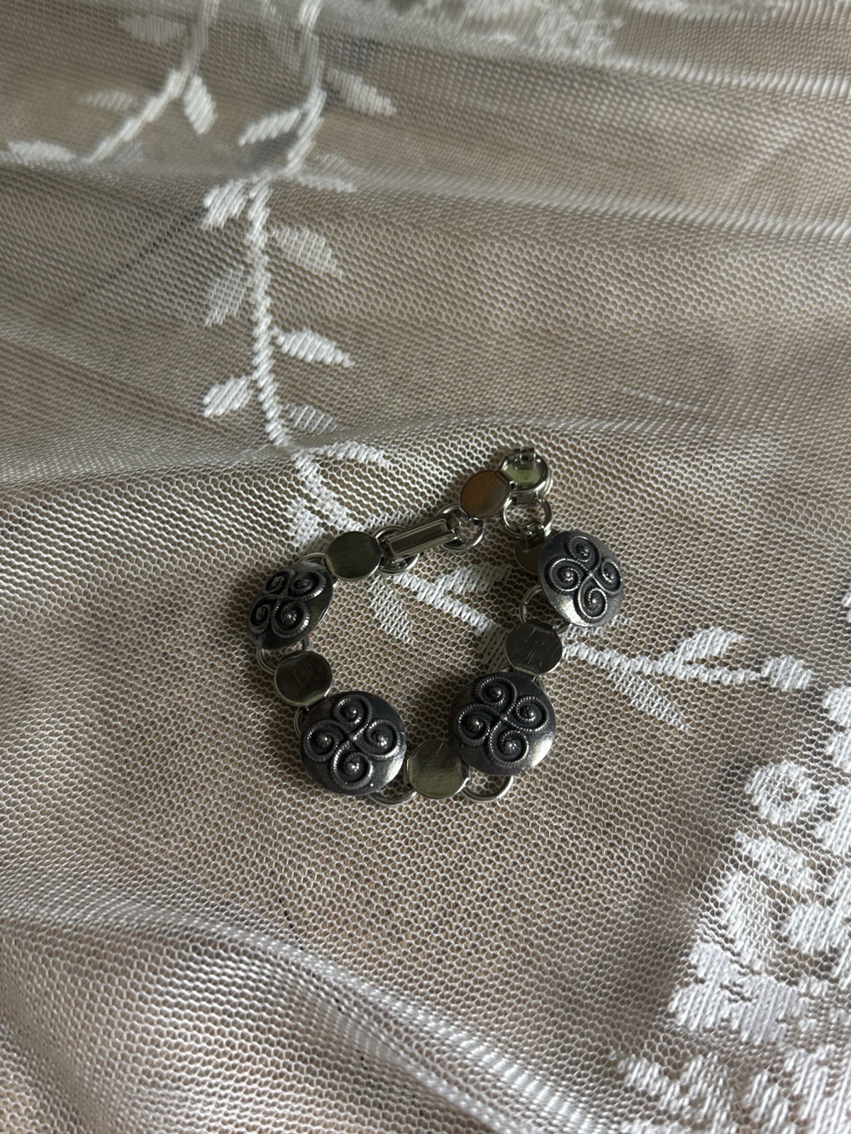 Unique Silver Tone Ball/Bead Chain Beaded Charm Bracelet, Dangle, Spring Ring