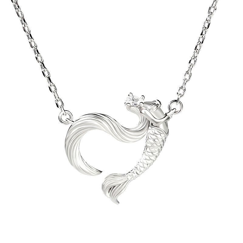 Jeulia Necklace “Dancing by the Moonlight” Mermaid CZ Sterling Silver Plated