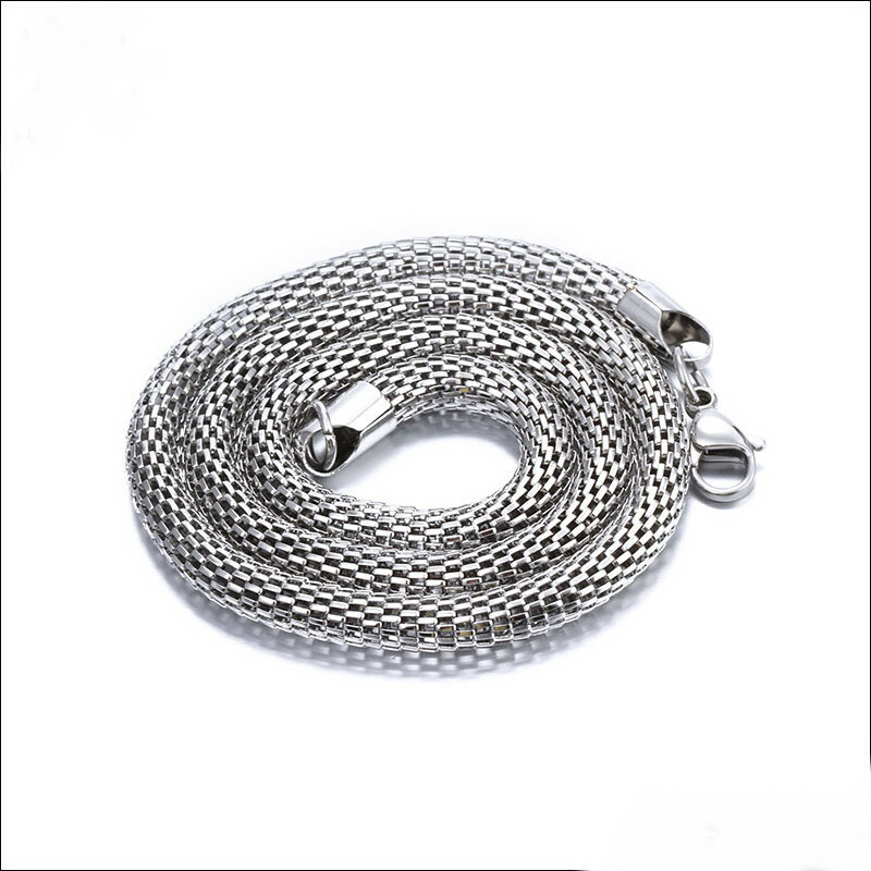 316L Stainless Steel 23.6 Inch (60 cm) 6mm Mesh Chain Necklace
