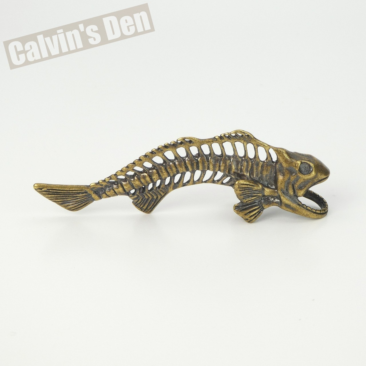 Solid Brass Fish Skeleton Fossil Style Pendant Punk Fun Gift
