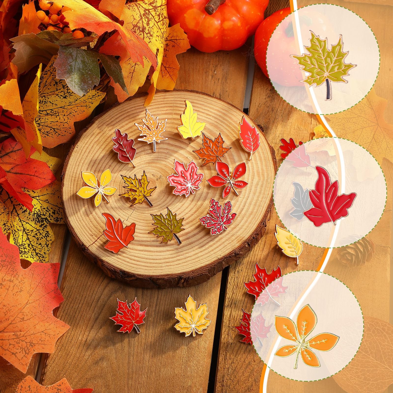 40 Pcs Maple Leaf Enamel Pins Bulk Fall Lapel Pins for Backpacks Autumn Maple…