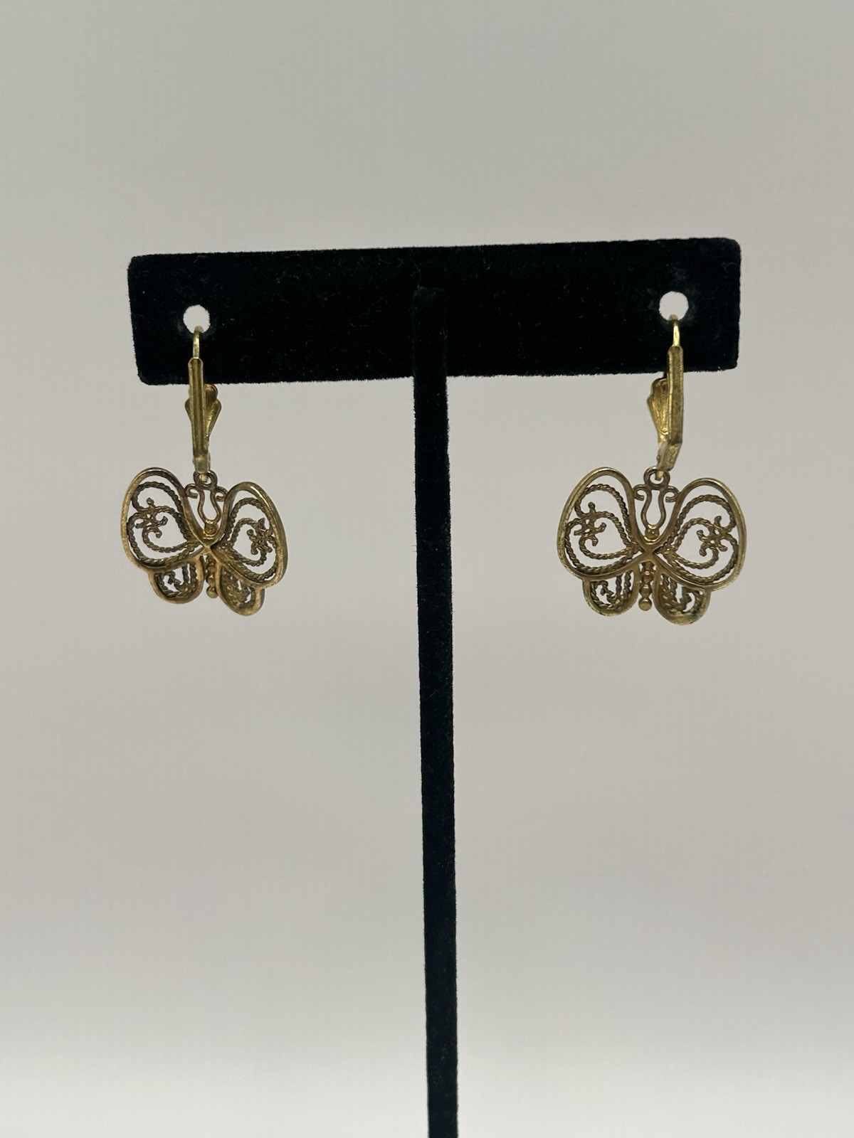 Pair Of Palmbeach 18k Gold-Plated Two-Tone Filigree Butterfly Drop Earrings Boho