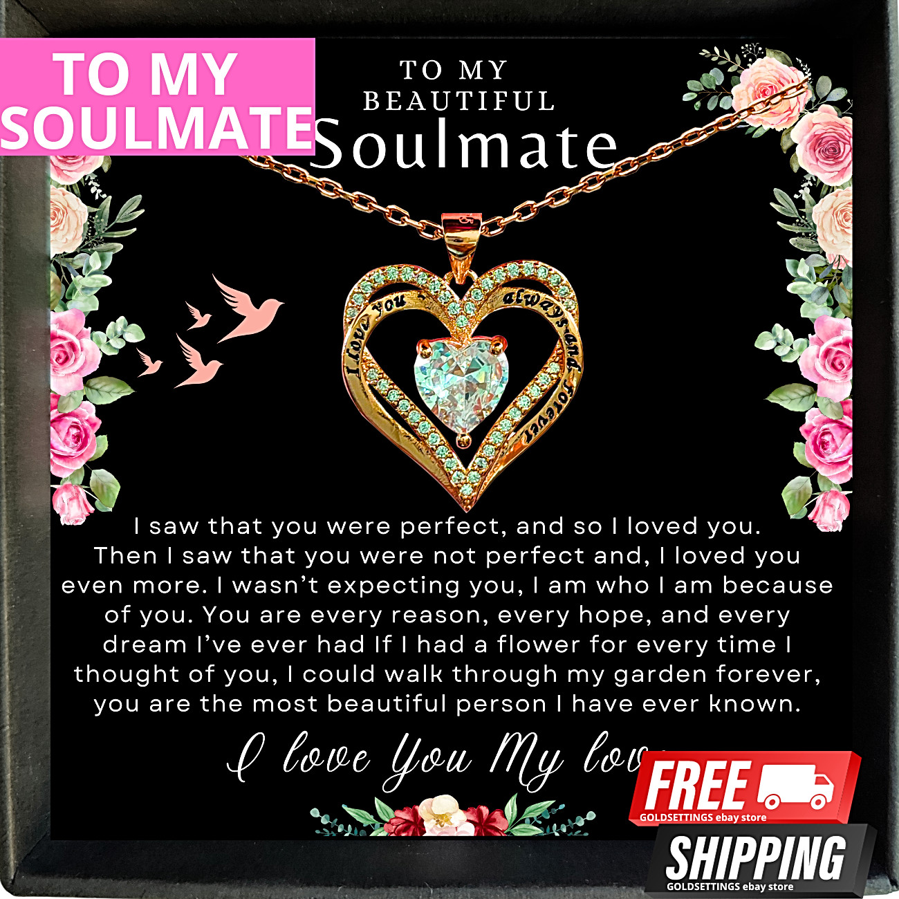 To My Soulmate/Wife Necklace Gift for Valentine Fiancée/Girlfriend Gifts for Her