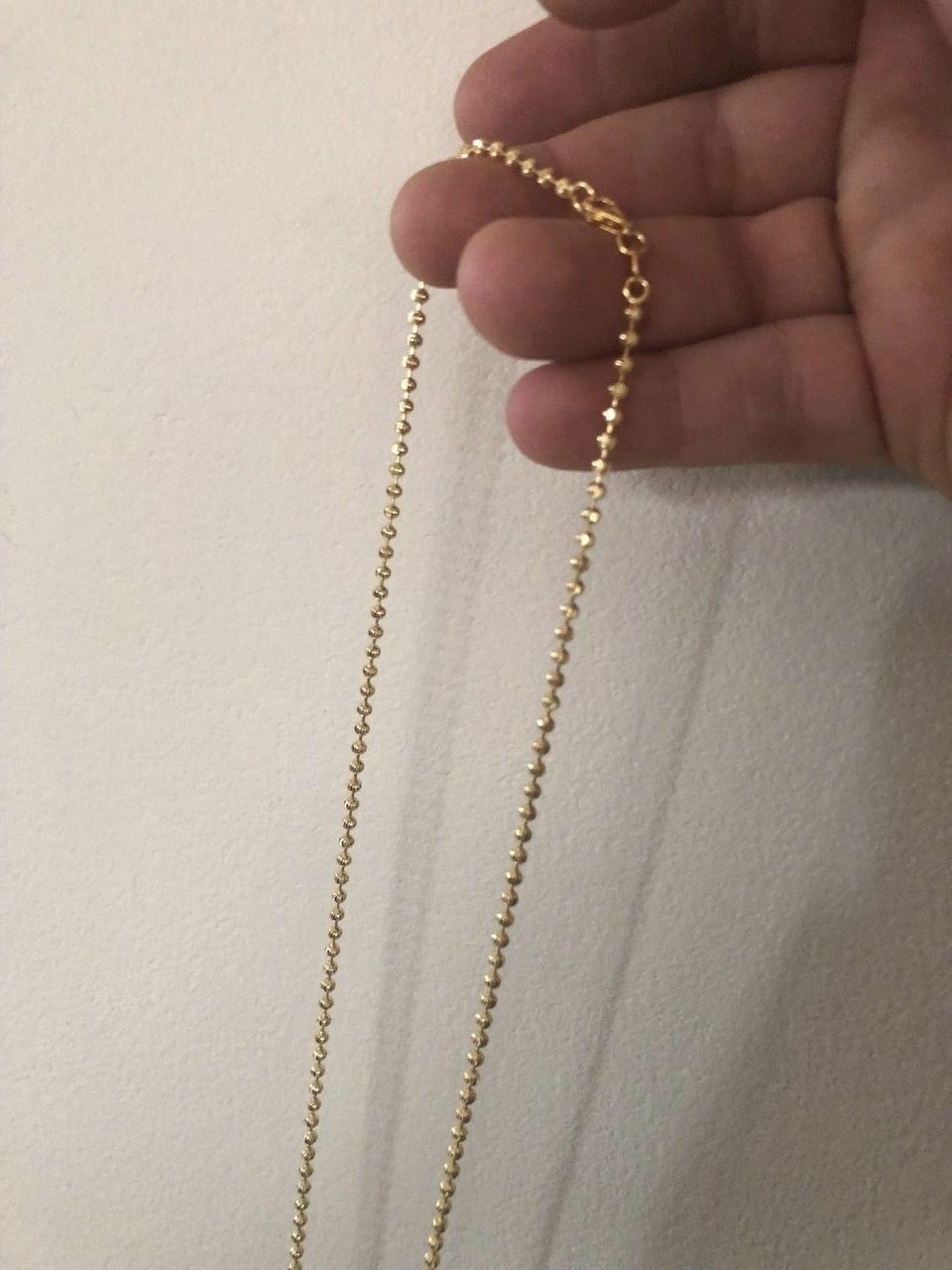 14K Gold Plated Solid 925 Silver Ball Moon Diamond Cut Chain MADE IN ITALY 2.5mm