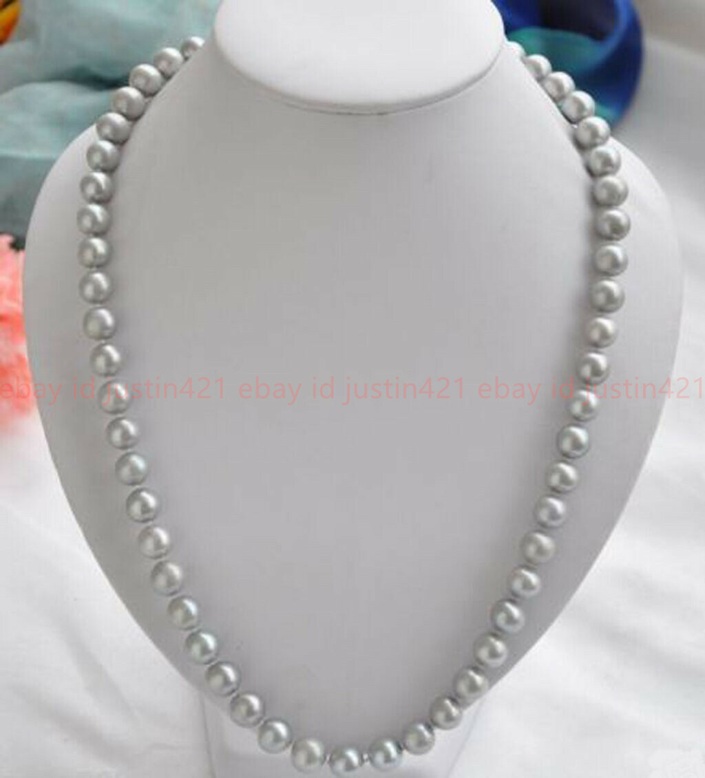 beautiful 8-9mm Genuine Natural Gray Freshwater Pearl Necklace 16-36″