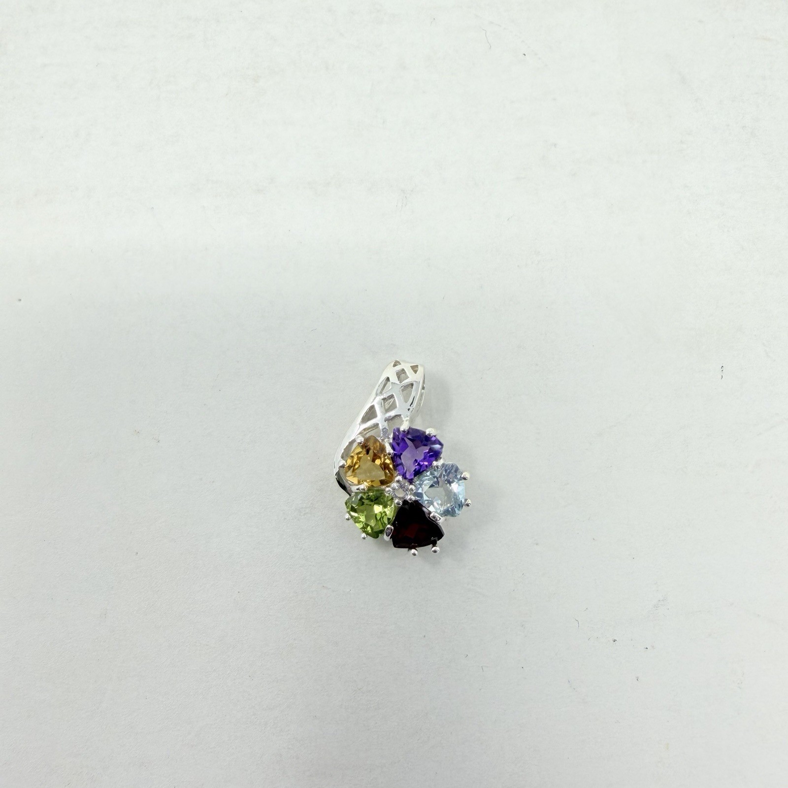Shop LC Multi Gemstone Pendant without Chain and Ring Set Sterling Silver 5312