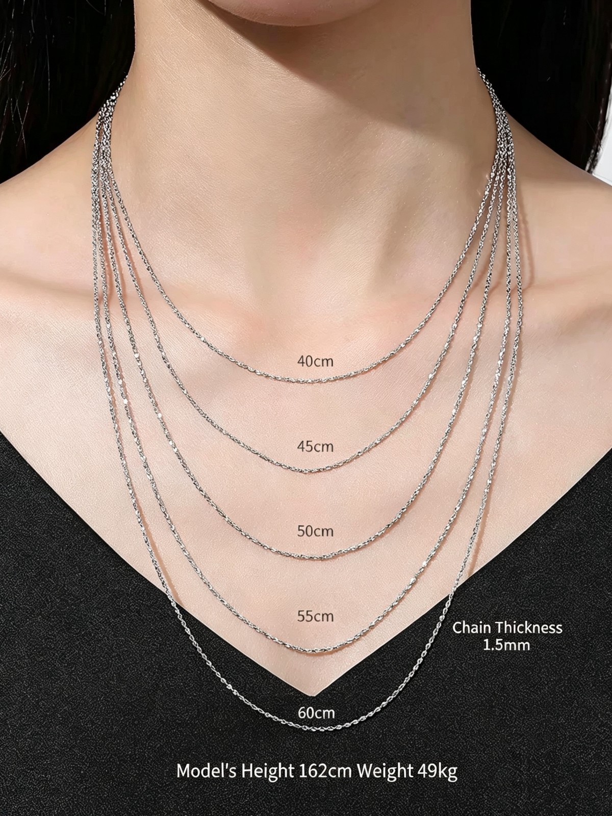 sterling silver gift, Versatile Plain Silver Chain for Wome