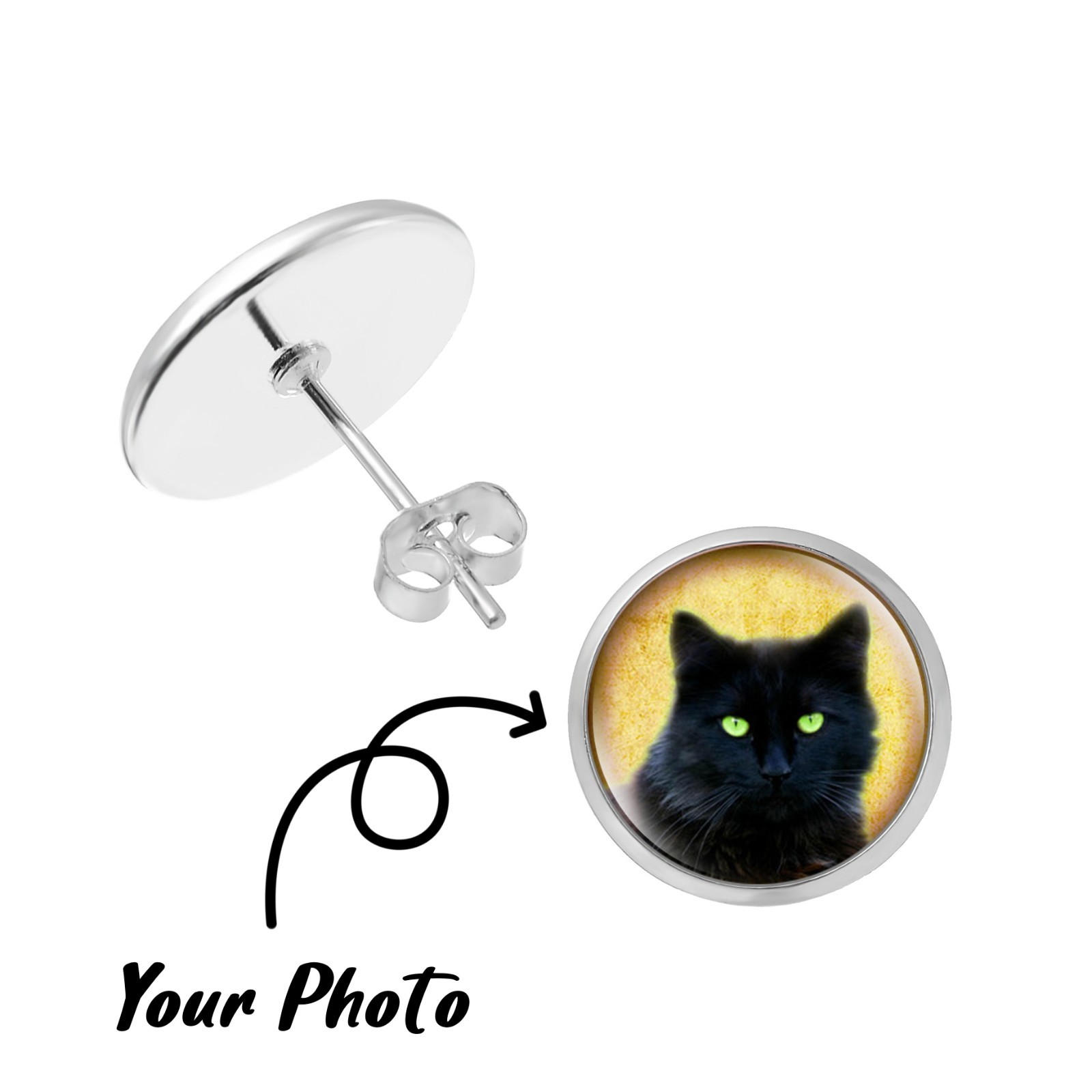 Custom Photo Stud Earrings Personalized Family Pet Picture Gift for Women