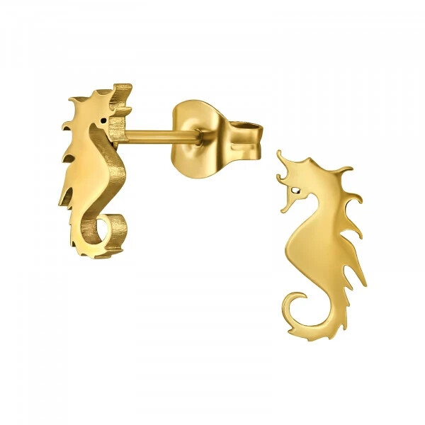 Seahorse Earrings Surgical Steel Stud Earrings Gold Plated Sea Horse Earrings