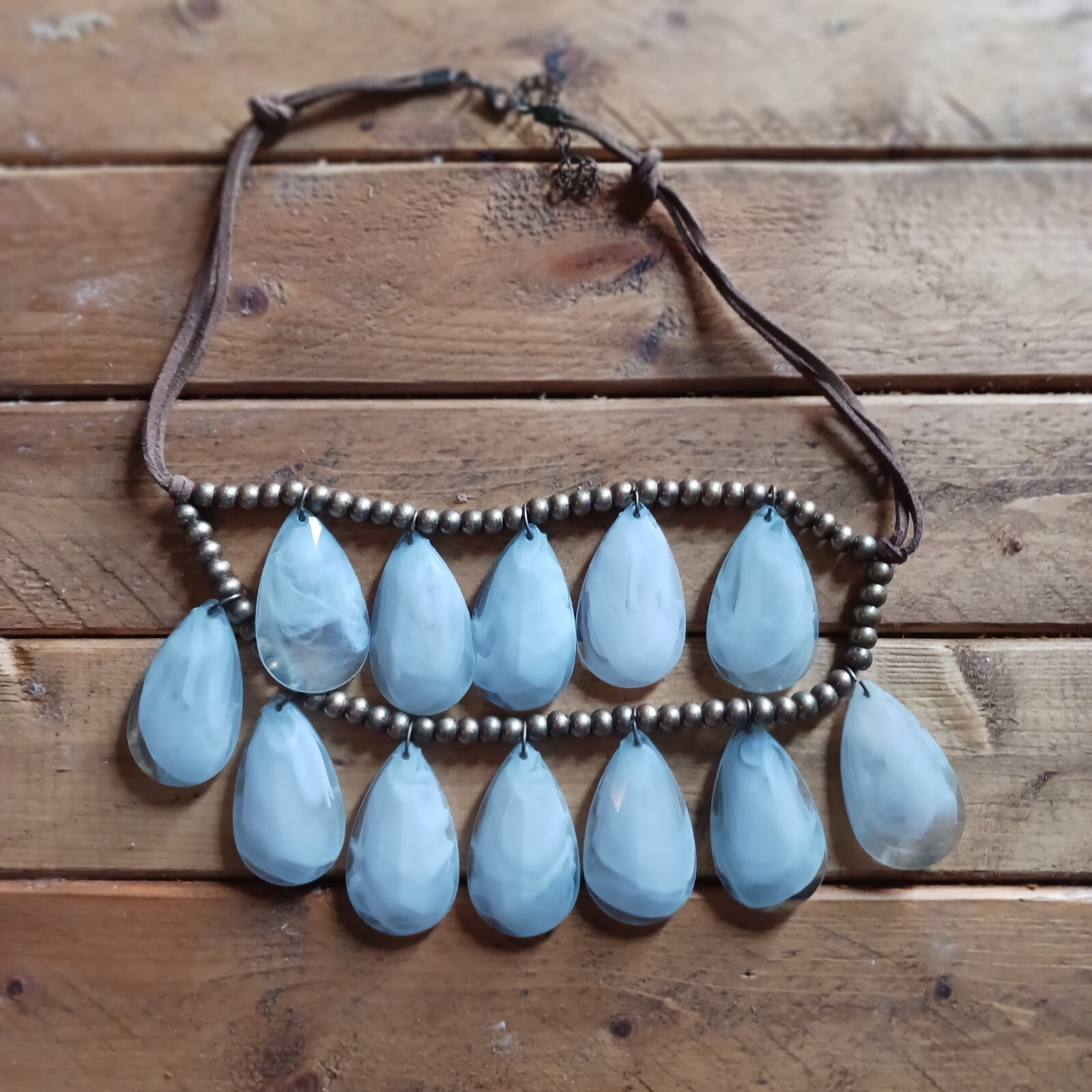 Large Teardrop Pendant Statement Necklace 18 inches