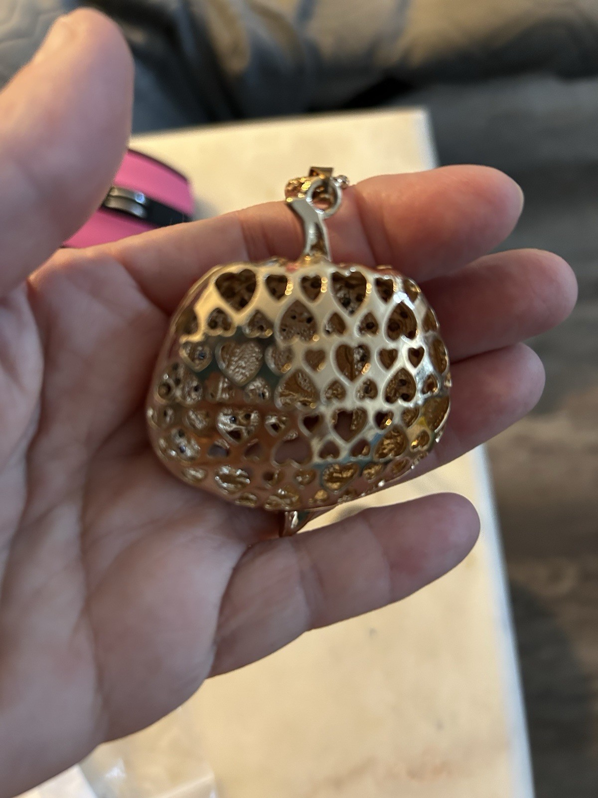 Fun And Silly Pumpkin Necklace 3-D On A 20 Inch Chain New