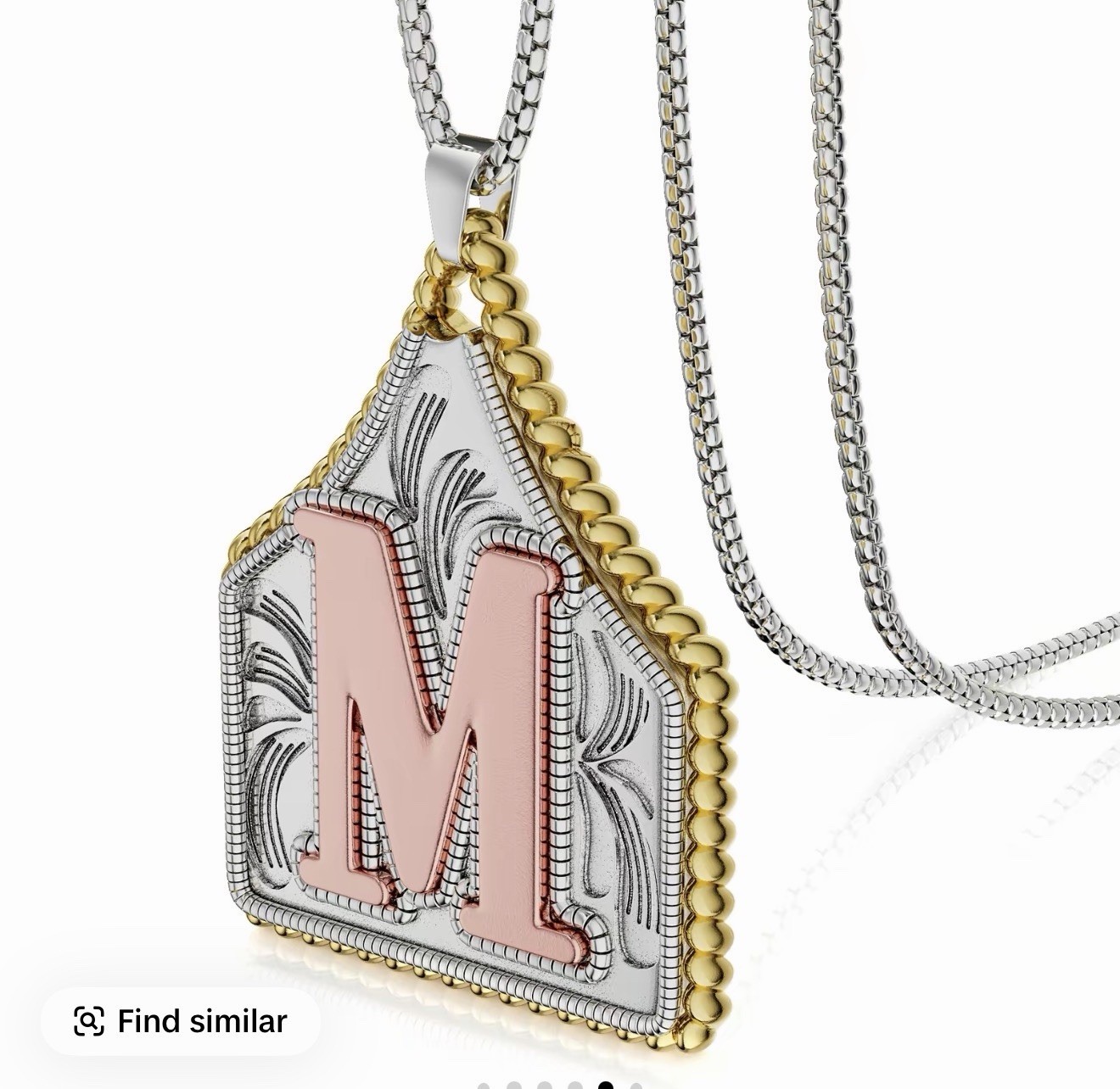 Dearmay Initial “M” Stainless Steel Pendant Necklace – 22” Box Chain