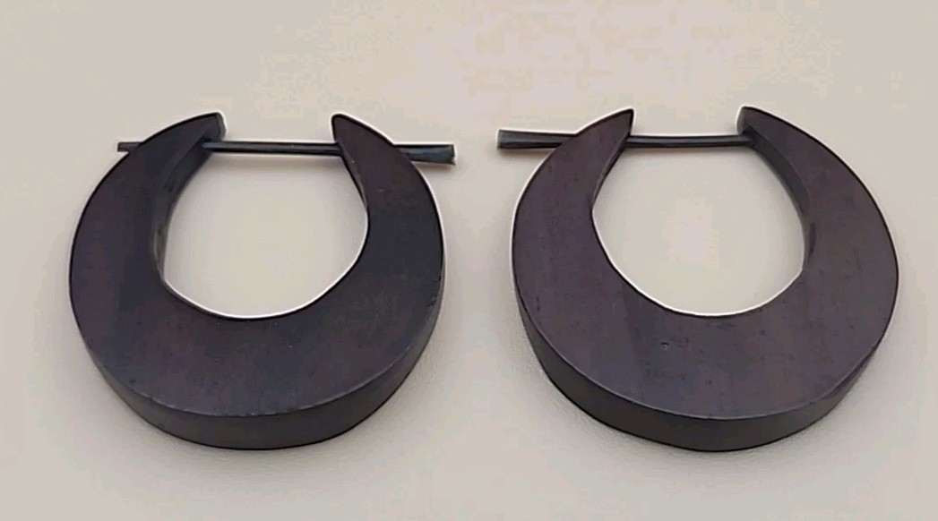1 Inch Real Dark Wood Earrings