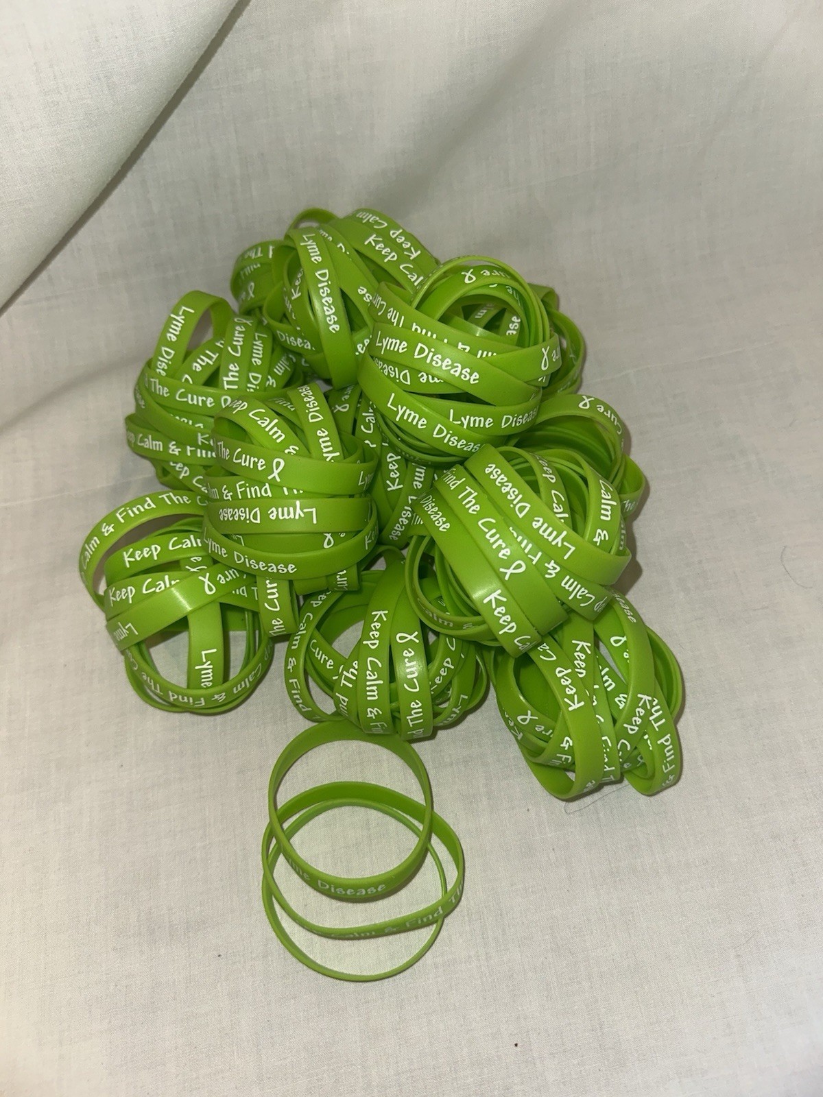 120 Premium Silicone Bracelets LYME Disease Keep Calm & Find The Cure –