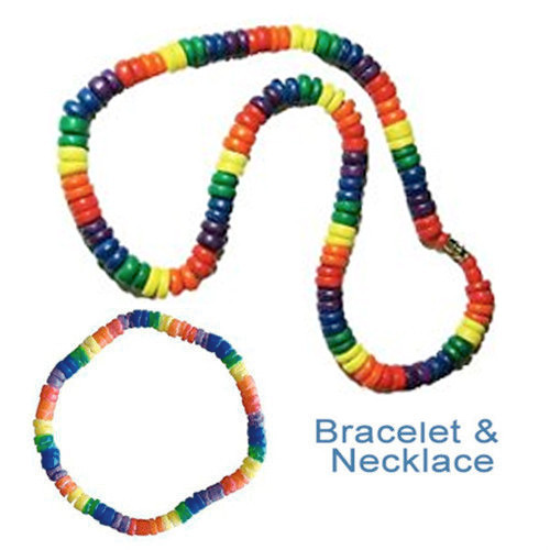 Pride Shack – Lesbian Gay Pride Color Rainbow Puka Bead Necklace Bracelet LGBT