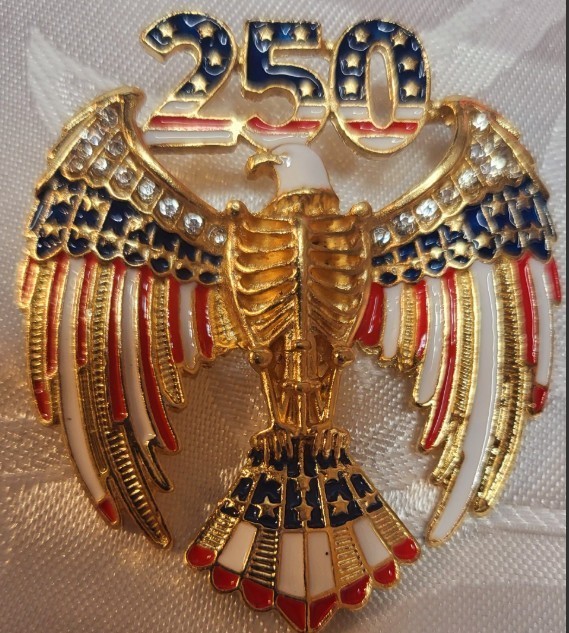 Eagle Brooch Gold Patriotic 250 Anniversary Collectible Pin