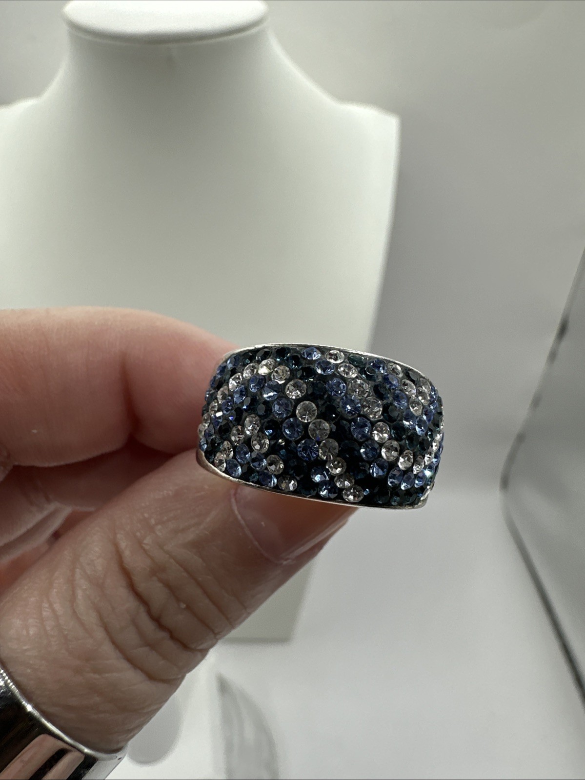 Silver Tone Jacmel JCM Brass Crystal Domed Pave Pageant Ring Sz 8