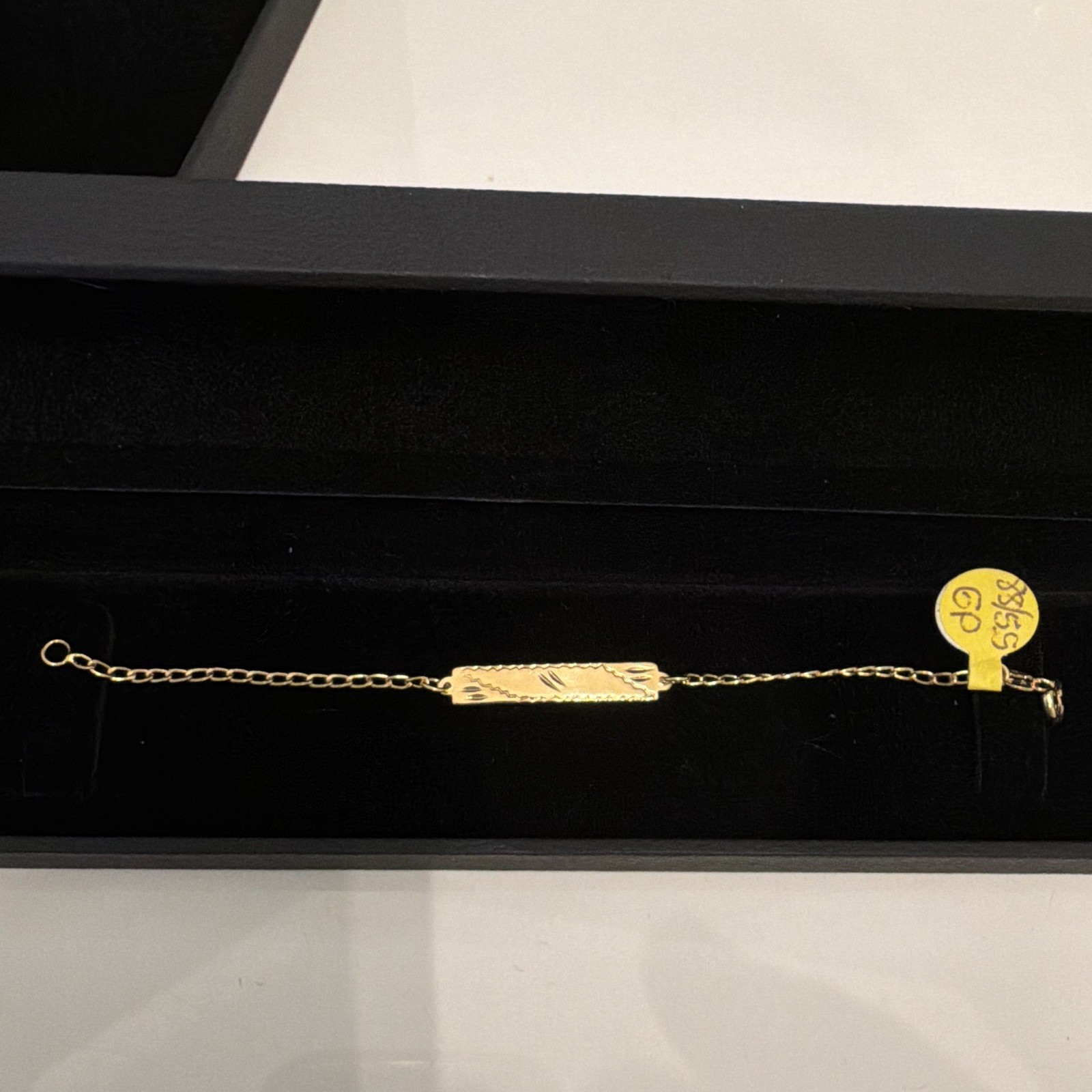 Gold Tone Cable Chain ID BABY Bracelet, Engraved, Spring Ring, 6 in, Metal