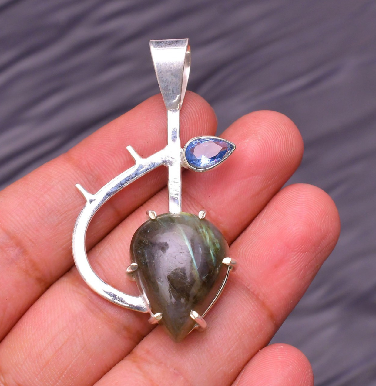 Labradorite Gemstone 925 Sterling Silver Jewelry Pendant 1.96″