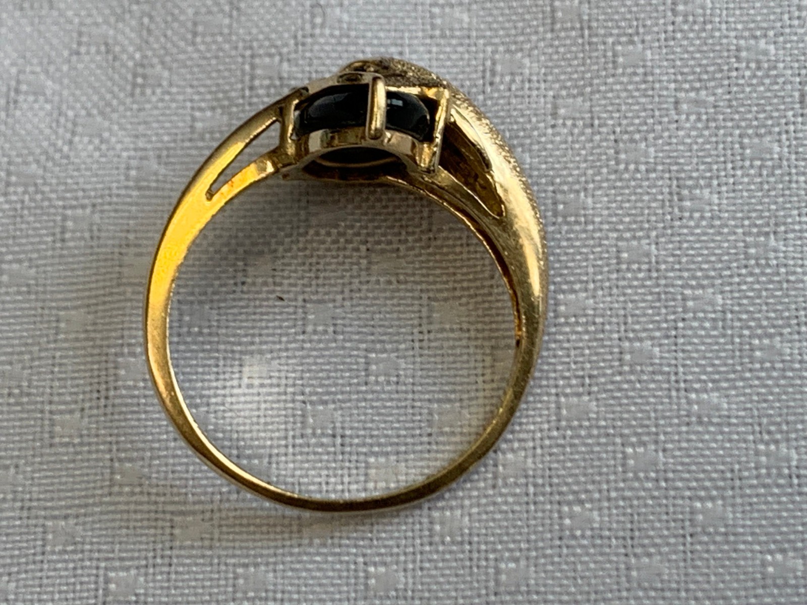 10K Yellow Gold Dolphin Ring 2.53g Fine Jewelry Size 5.25 Band Onyx Look *READ*
