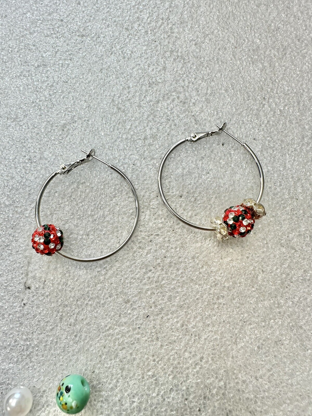 ATI BRCH Multi Interchangeable Bead & Hoop Silver Tone Earring Set
