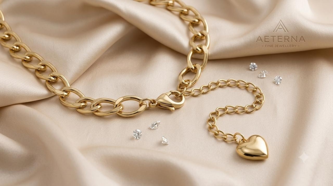 Elegant Gold Tone Chain Bracelet Heart Charm Women Fashion Jewelry Gift