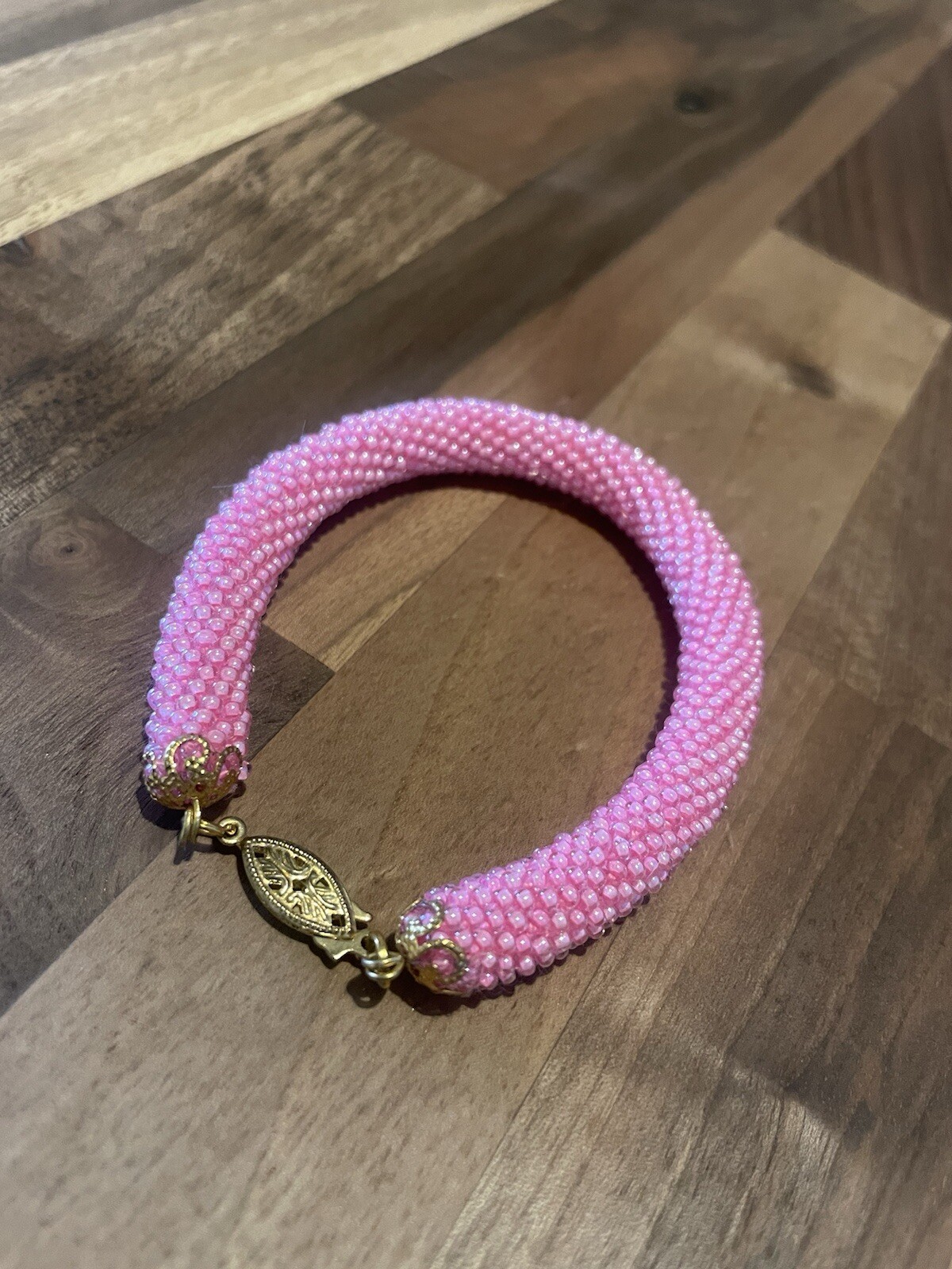 Handmade Snake 2025 year Pink Bracelet bead crochet rope Bracelet 18.5cm