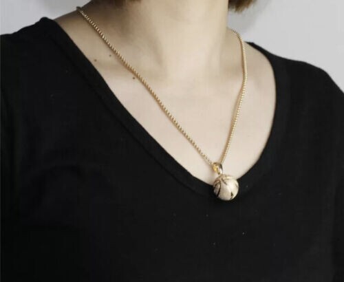Gold Basketball Necklace, Mens Ball Pendant , NBA Hoops, Jordan, Lebron, Curry