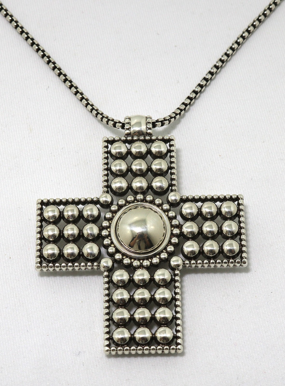 Brighton Rare PRETTY TOUGH NWT $98 Silver Reversible Large Cross Necklace