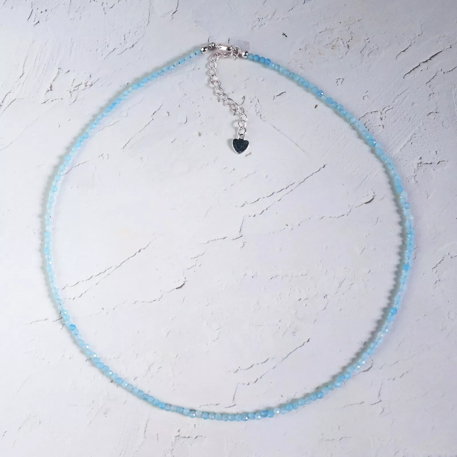 2mm Blue Aquamarine Beads Choker Healing Delicate Crystal Women’s Necklace