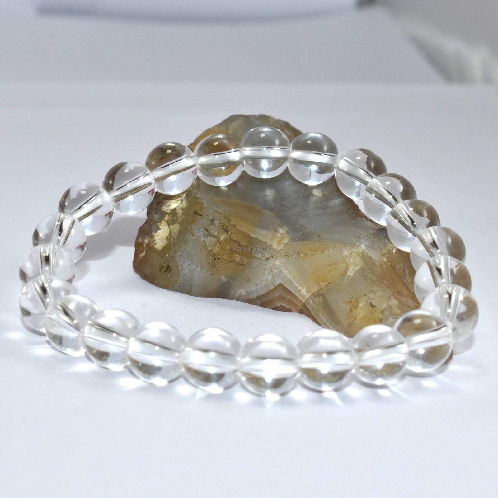 Authentic Clear Quartz Crystal Meditation & Yoga Bracelet Smooth Plain Pure Soul