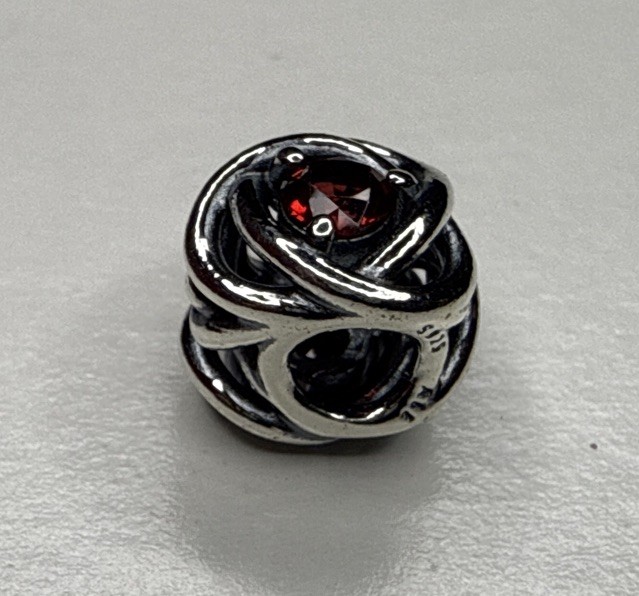 Pandora July True Red Eternity Circle Charm Silver 790065C01 AUTHENTIC NEW