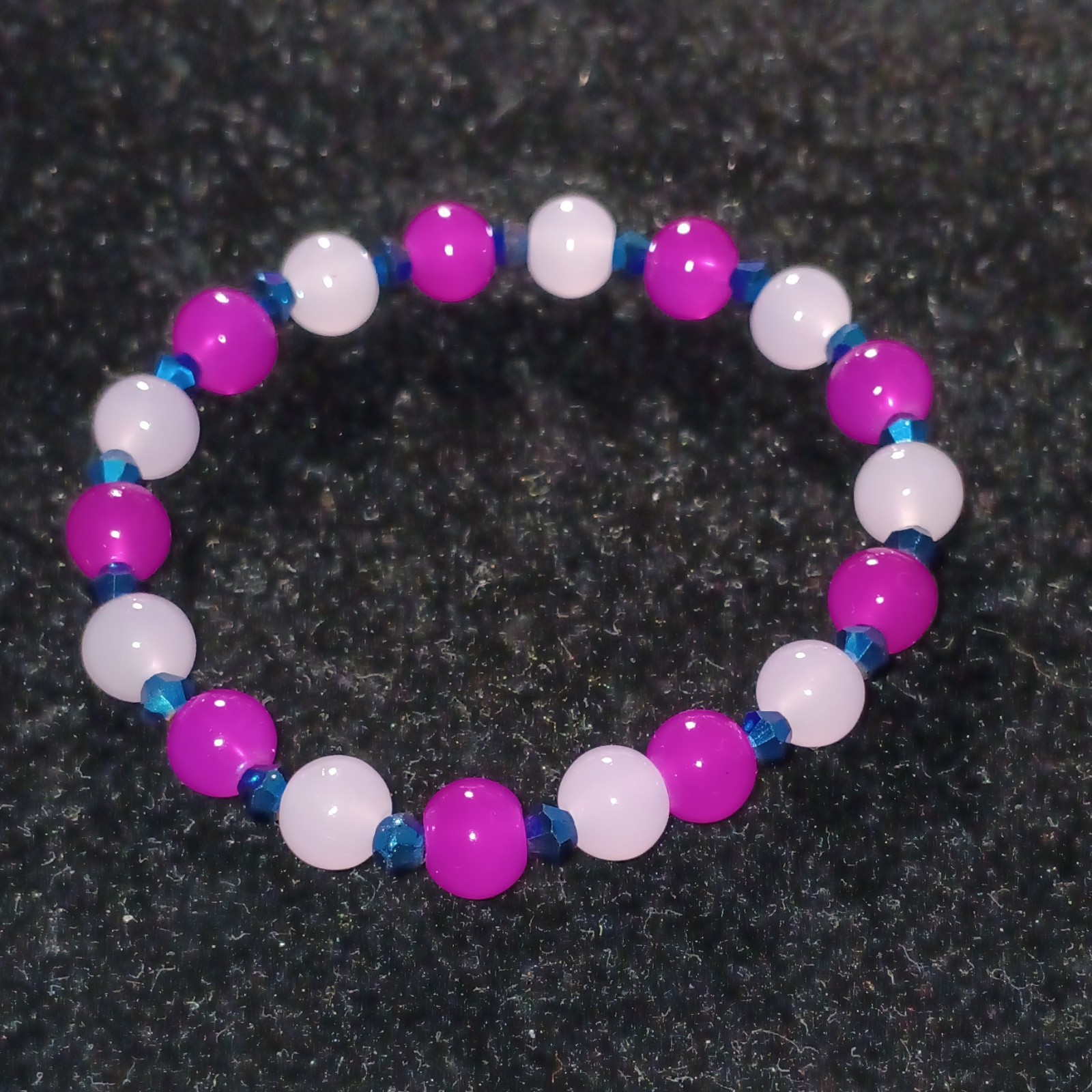 Set of 4 Handmade Multicolor Glass Bead Stretch Slip-On Stackable Bracelets