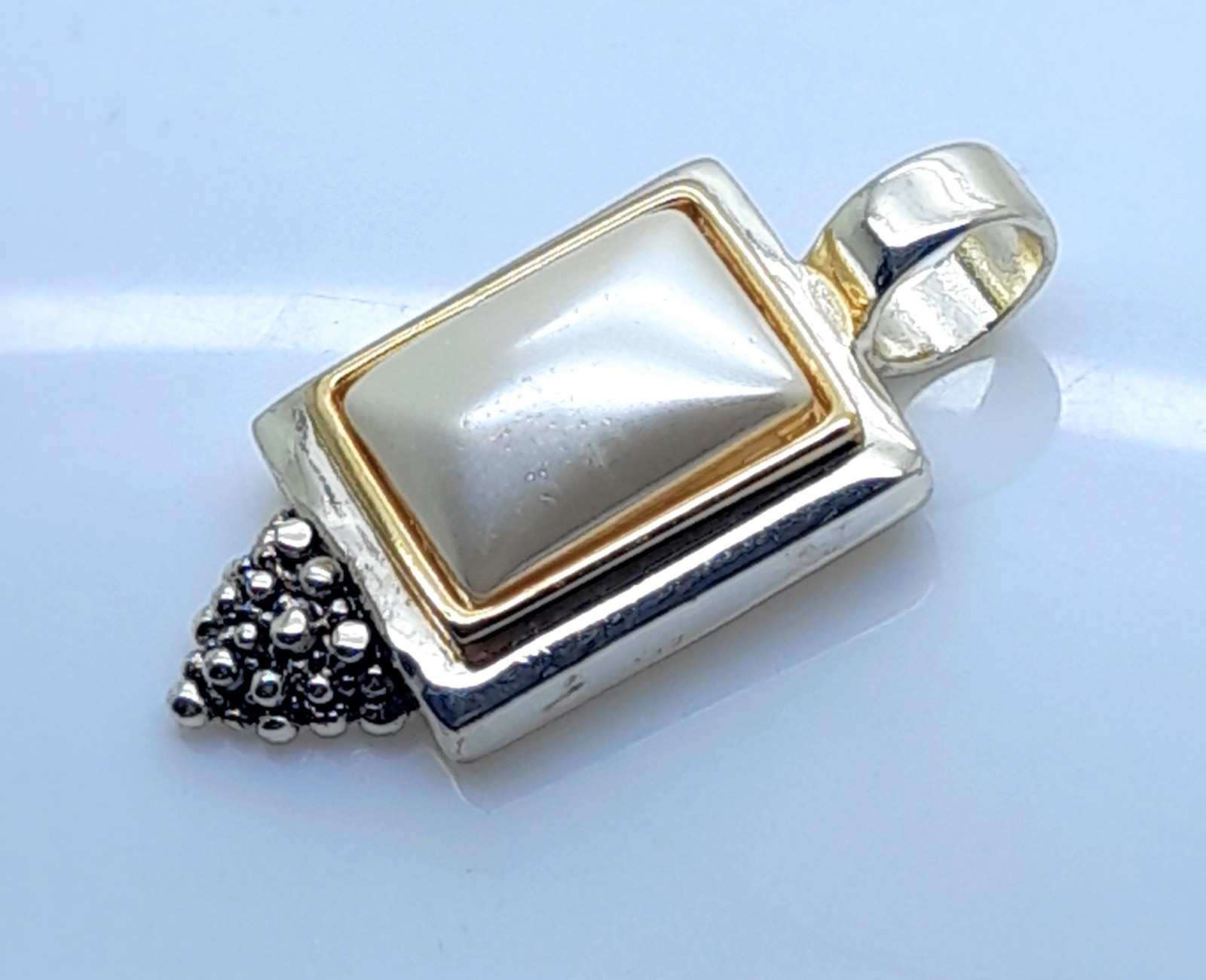 Vintage two tone rectangular Shape cream faux pearl fashion jewelry Pendant