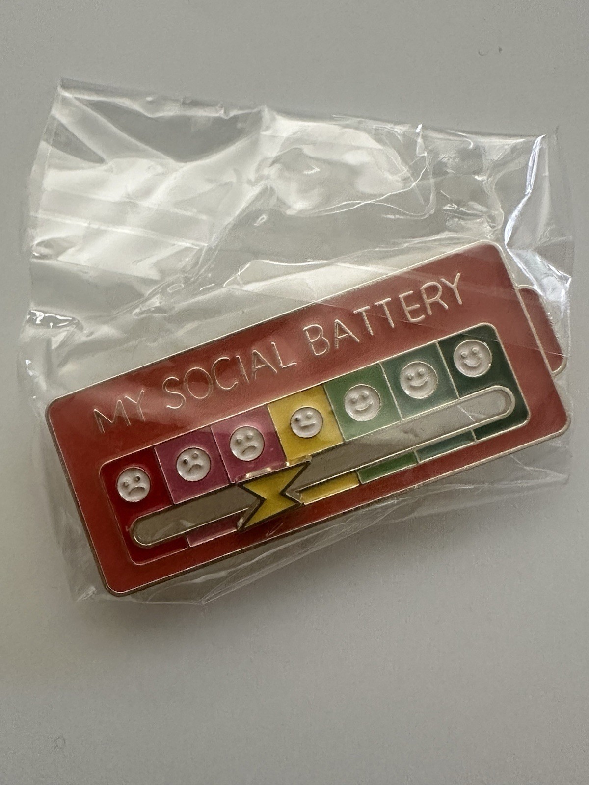 Sliding My Social Battery Enamel Mood Pin for Introverts Extroverts Mood Tracker