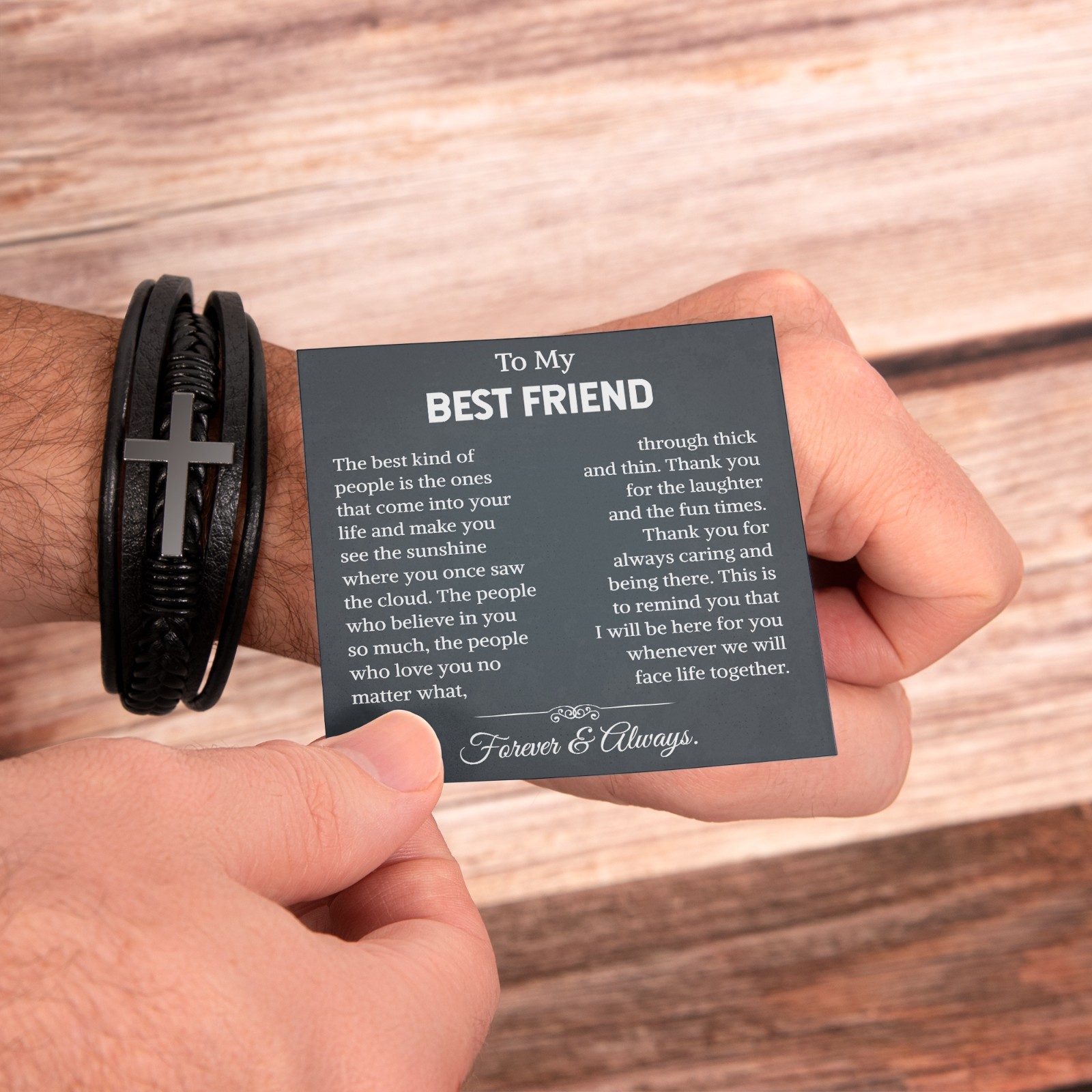 To My Best Friend Cross Leather Bracelet Christmas Birthday Graduation Gift