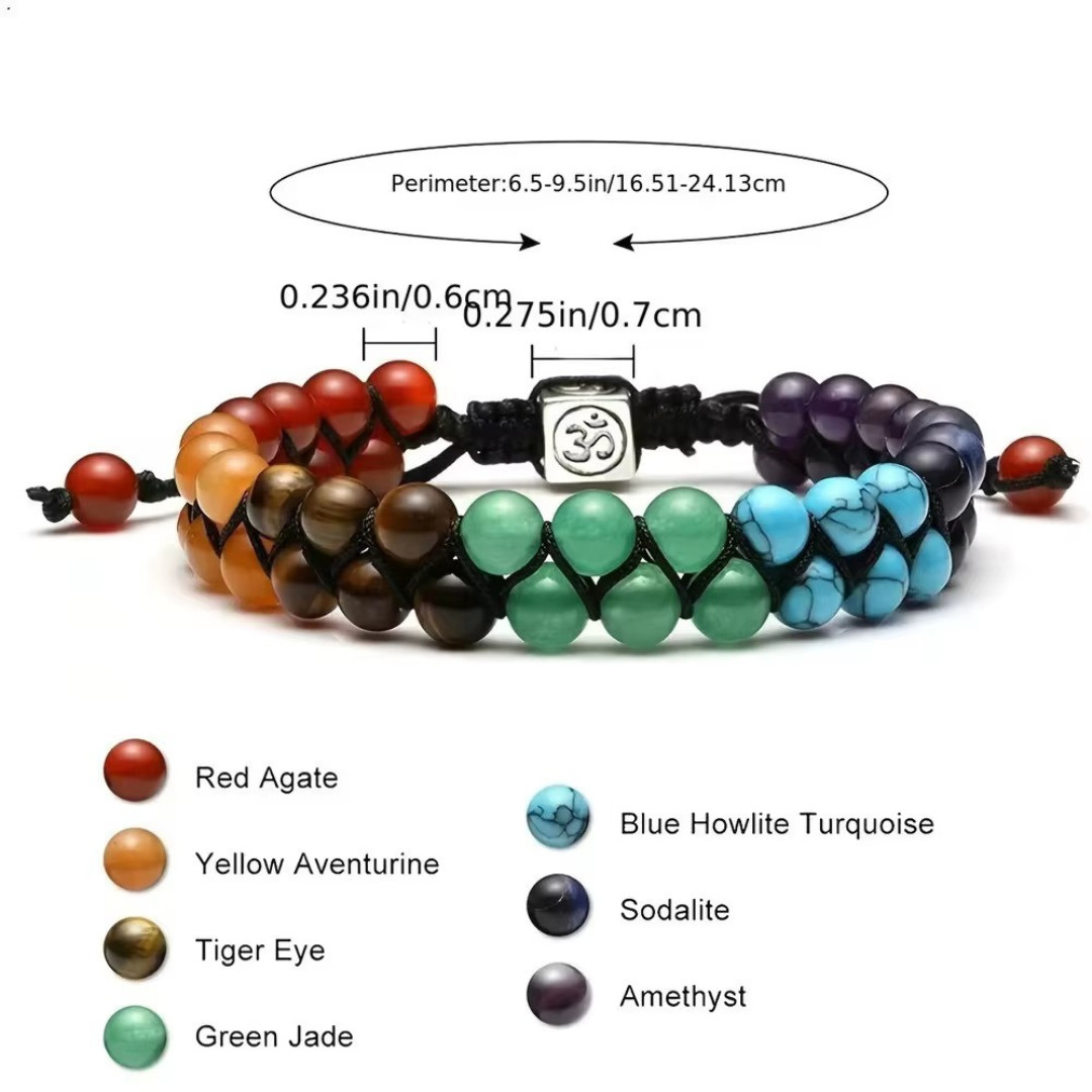 7 Chakra Bead Crystal Gemstone Bracelet Anxiety Stone Healing Reiki Yoga Life